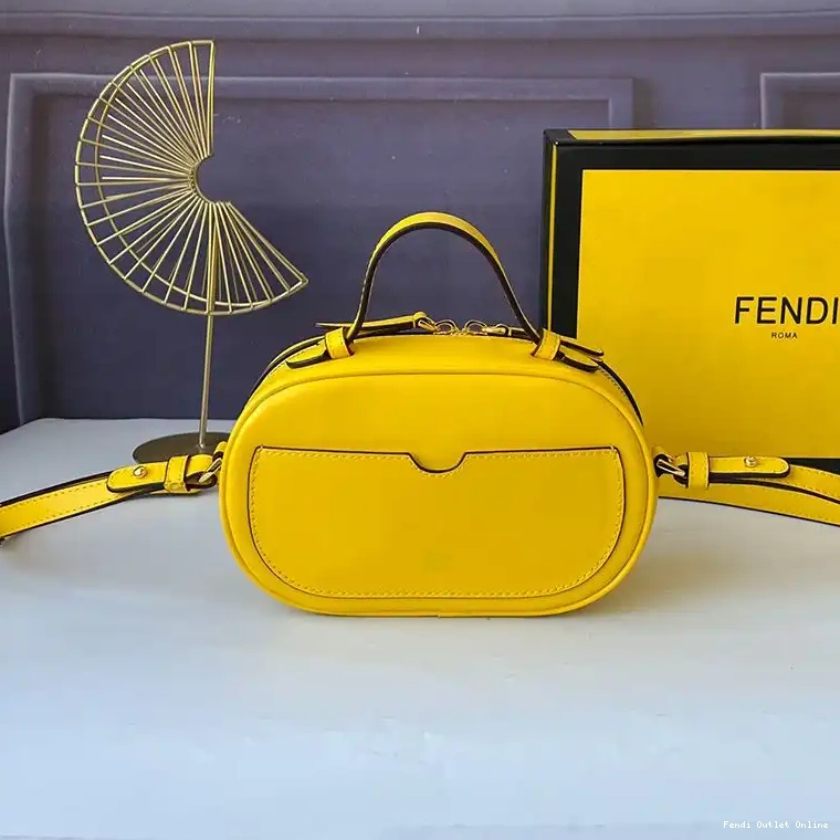 Affordable Fendi In Mini Camera Leather Case O'Lock Yellow Calf 0623